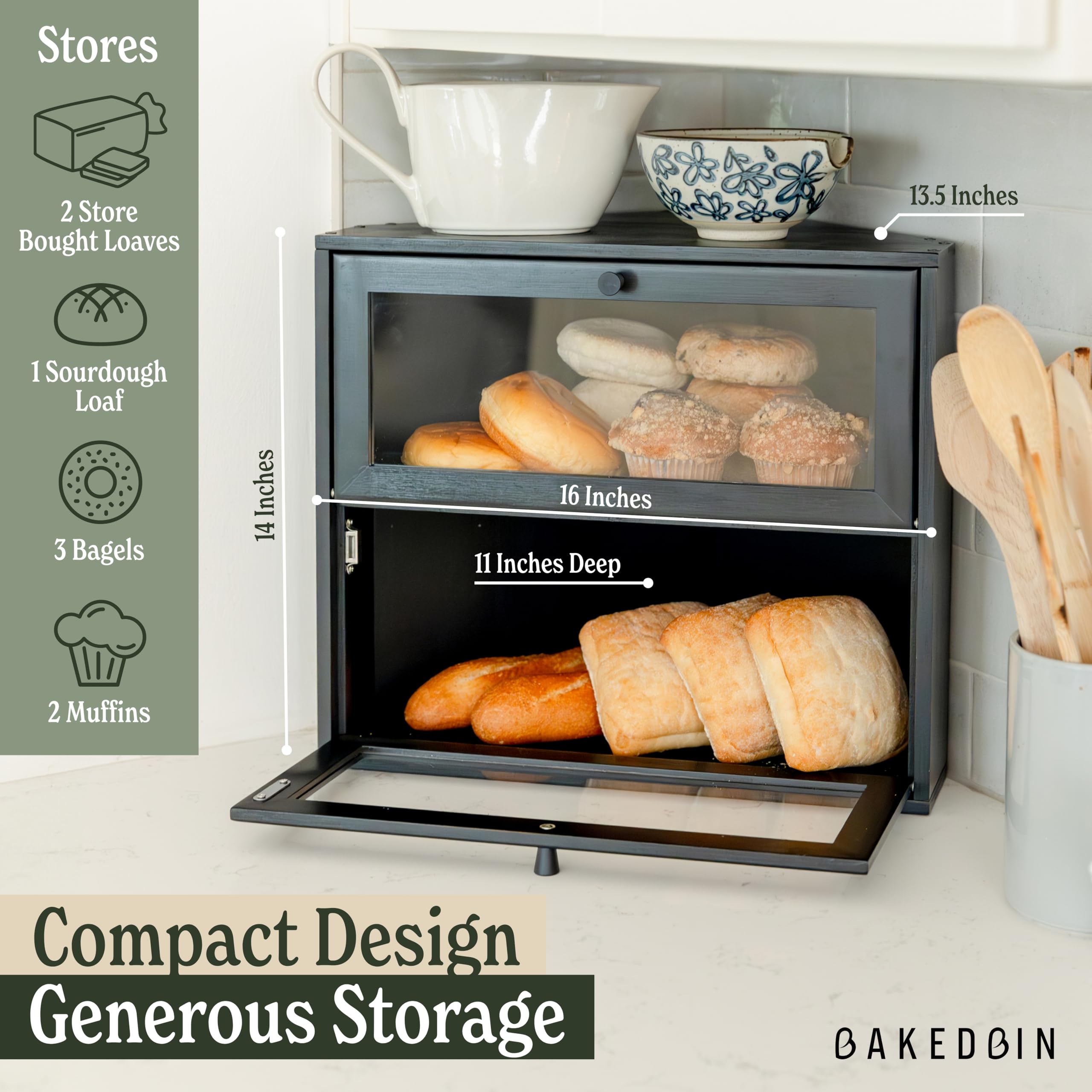 Amazon.co.jp: BakedBin コーナーブレッドボックス キッチンカウンター